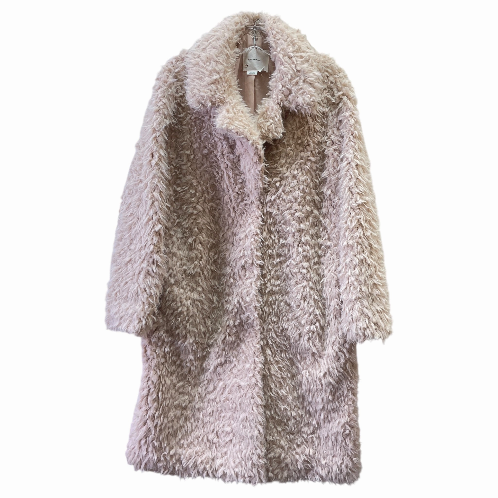 COAT FAUX FUR & SHERPA by ANTHROPOLOGIE In PEACH, Size: S Anti Pilling Fabric AllPurposeFastening