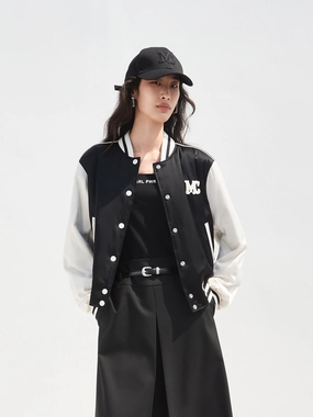 Contrast Logo Baseball Jacket snag resistant Mesh Venting