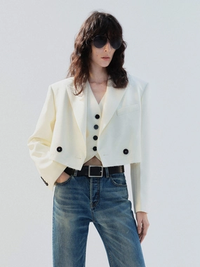 Versatile Layering Cropped Wool Blazer