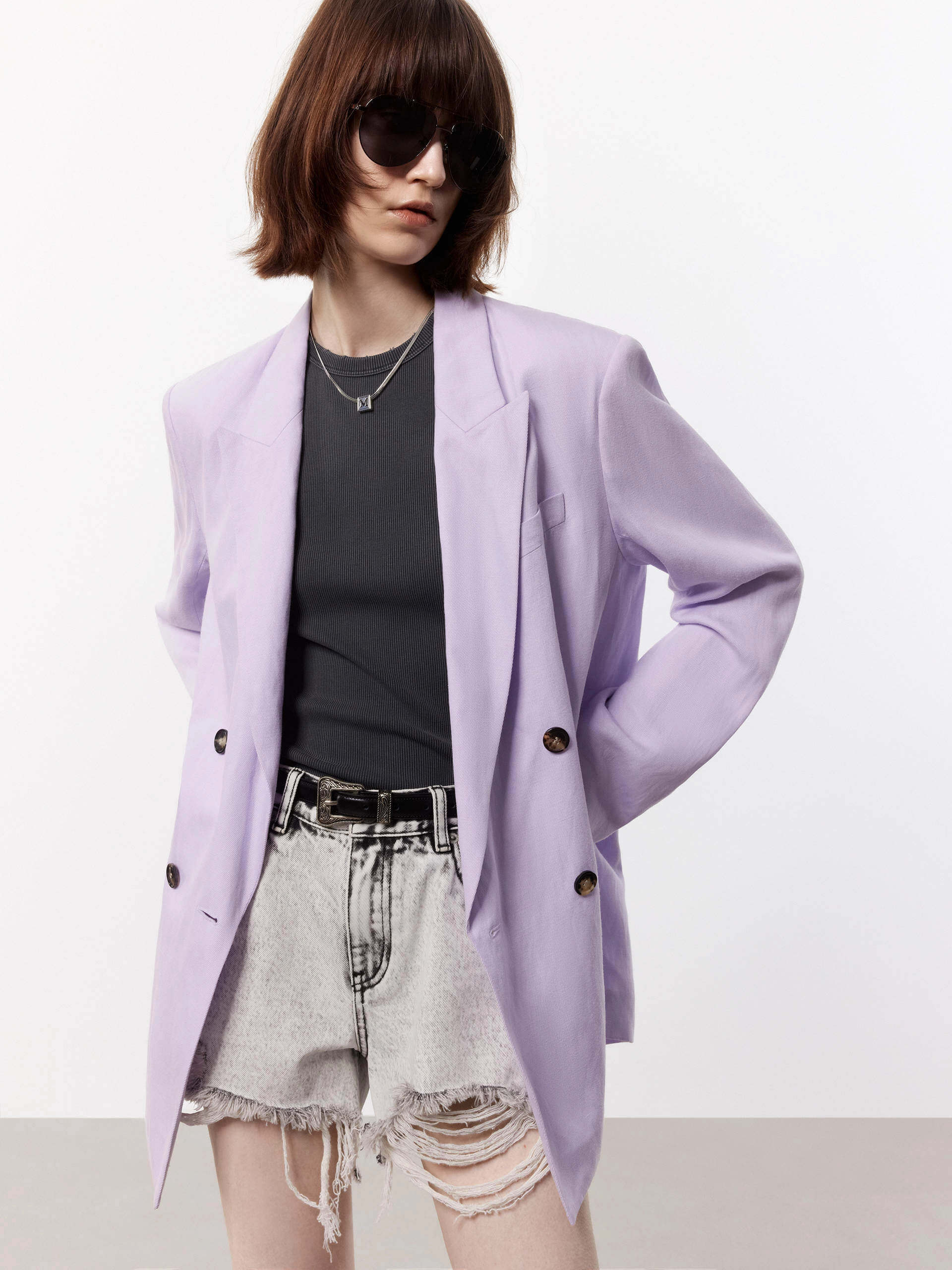 Linen Blend Tailored Blazer Smooth Zipper Action