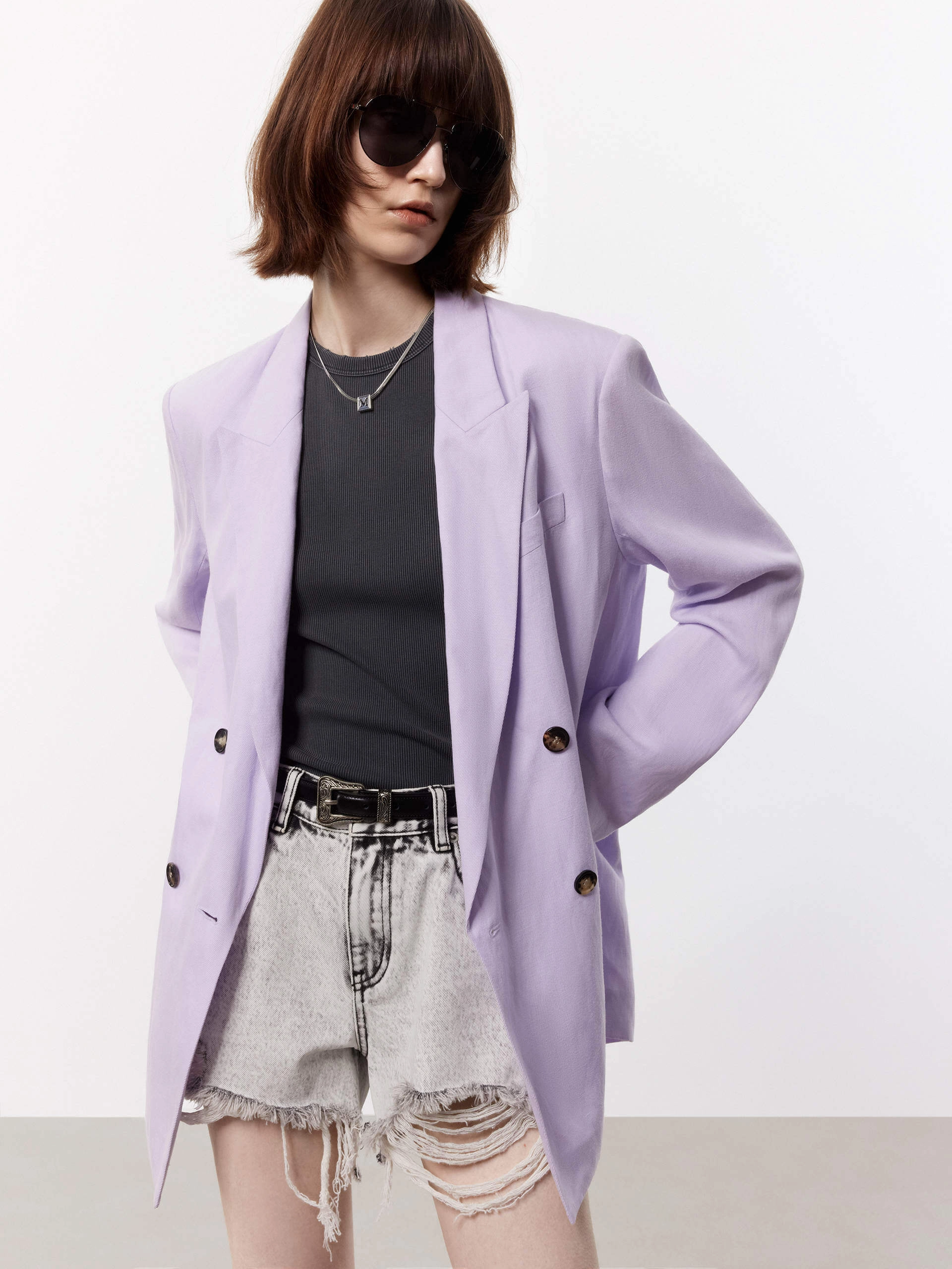 Linen Blend Tailored Blazer Travel Wardrobe