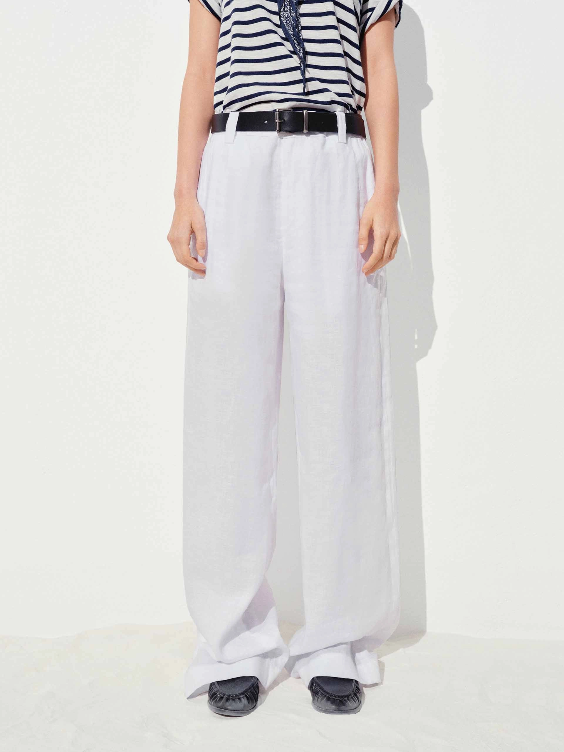 Linen Straight Trousers Movement Support