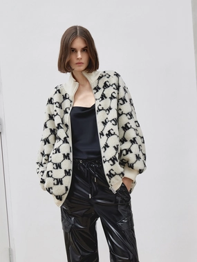 Logo Jacquard Shearing Fleece Jacket Stretch Enhanced Mobility Zones