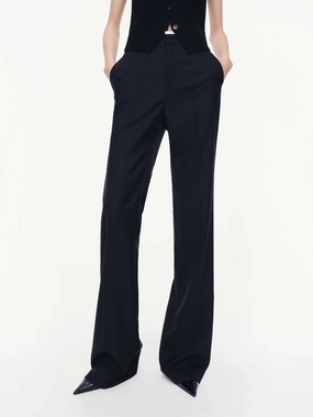 Logo Waistband Flared Trousers Stain Resistant Polyester fabric