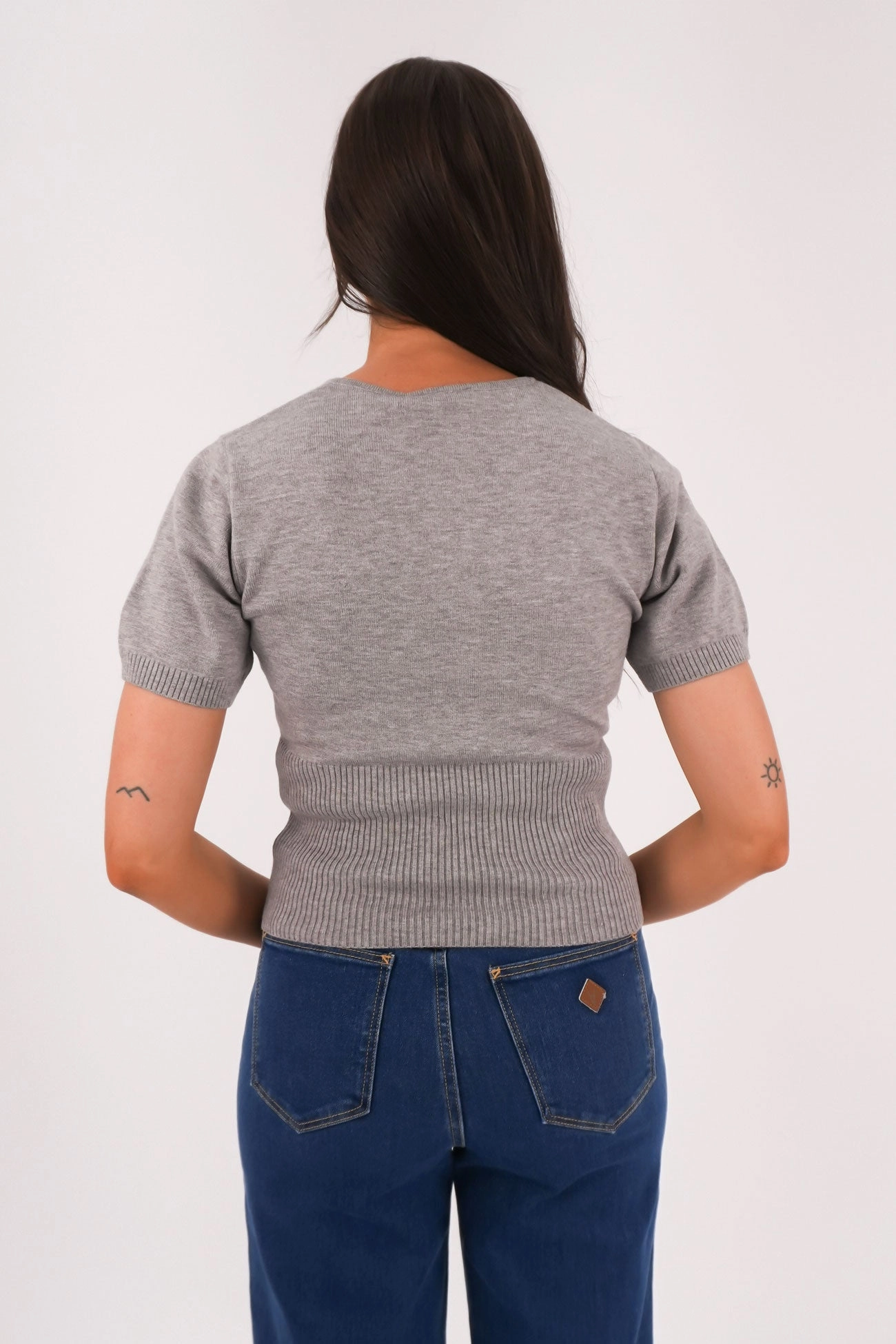 Non Restrictive Movement Rainy Day Option Patricia Short Sleeve Cardigan Grey Marle