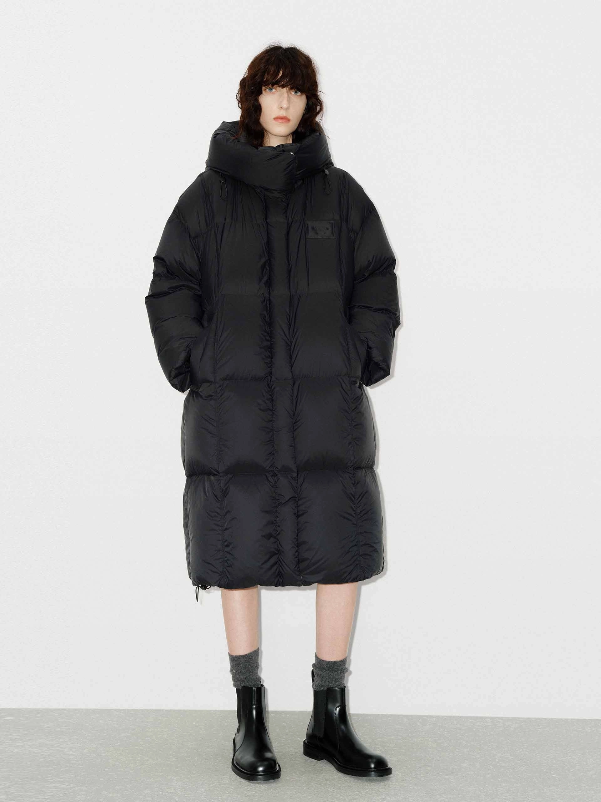 Stain Resistant Material Rainy Day Option Longline Hooded Down Coat