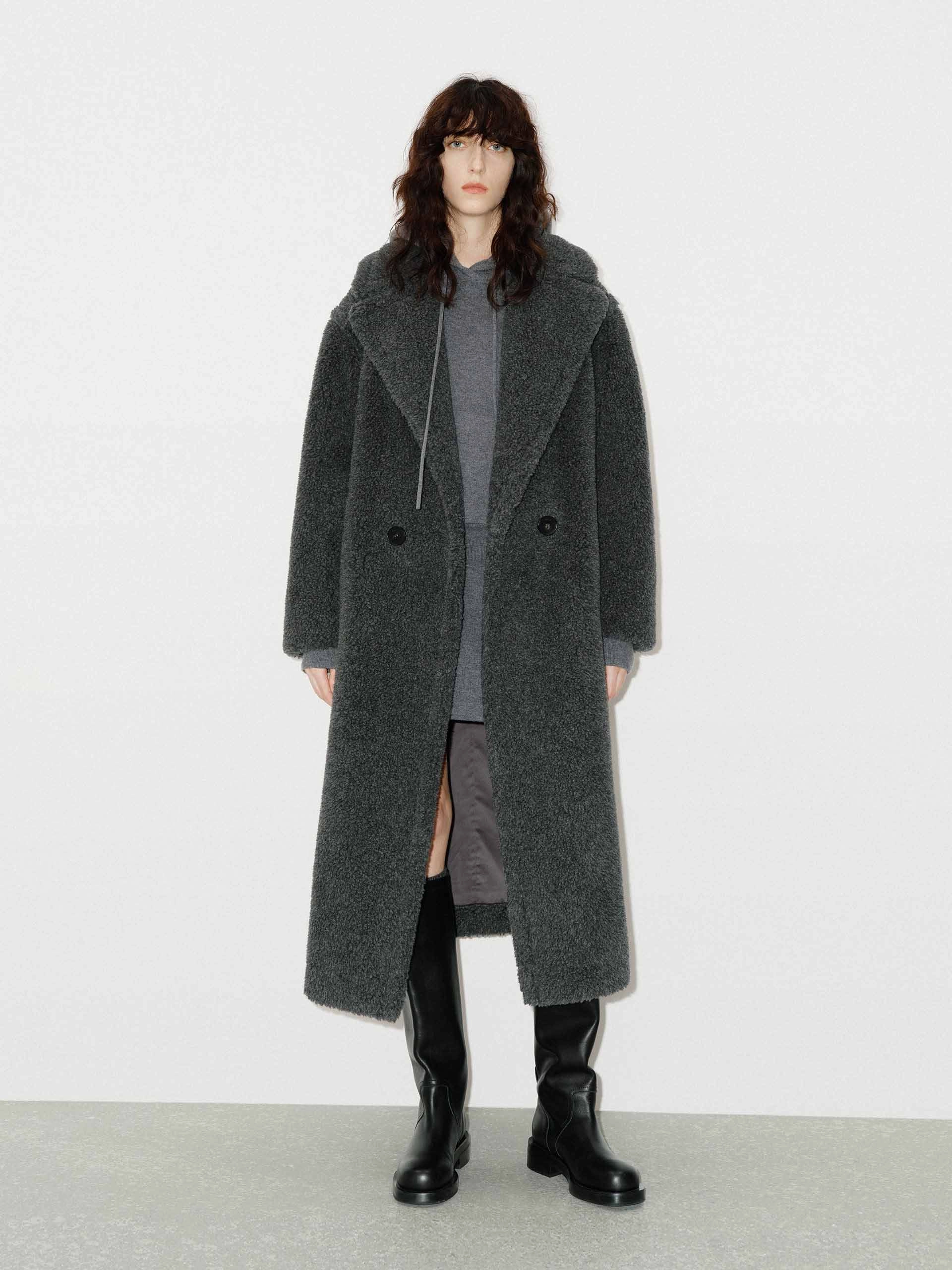 Abrasion Resistant Edging Longline Teddy Coat