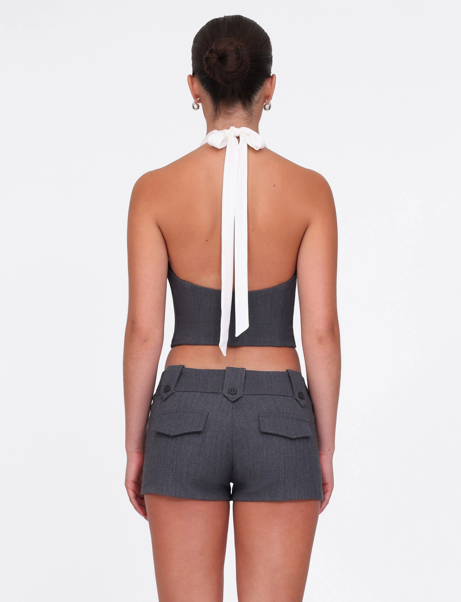 Easy Drape Crisp Detail LOTUS TOP - CREAM : GREY