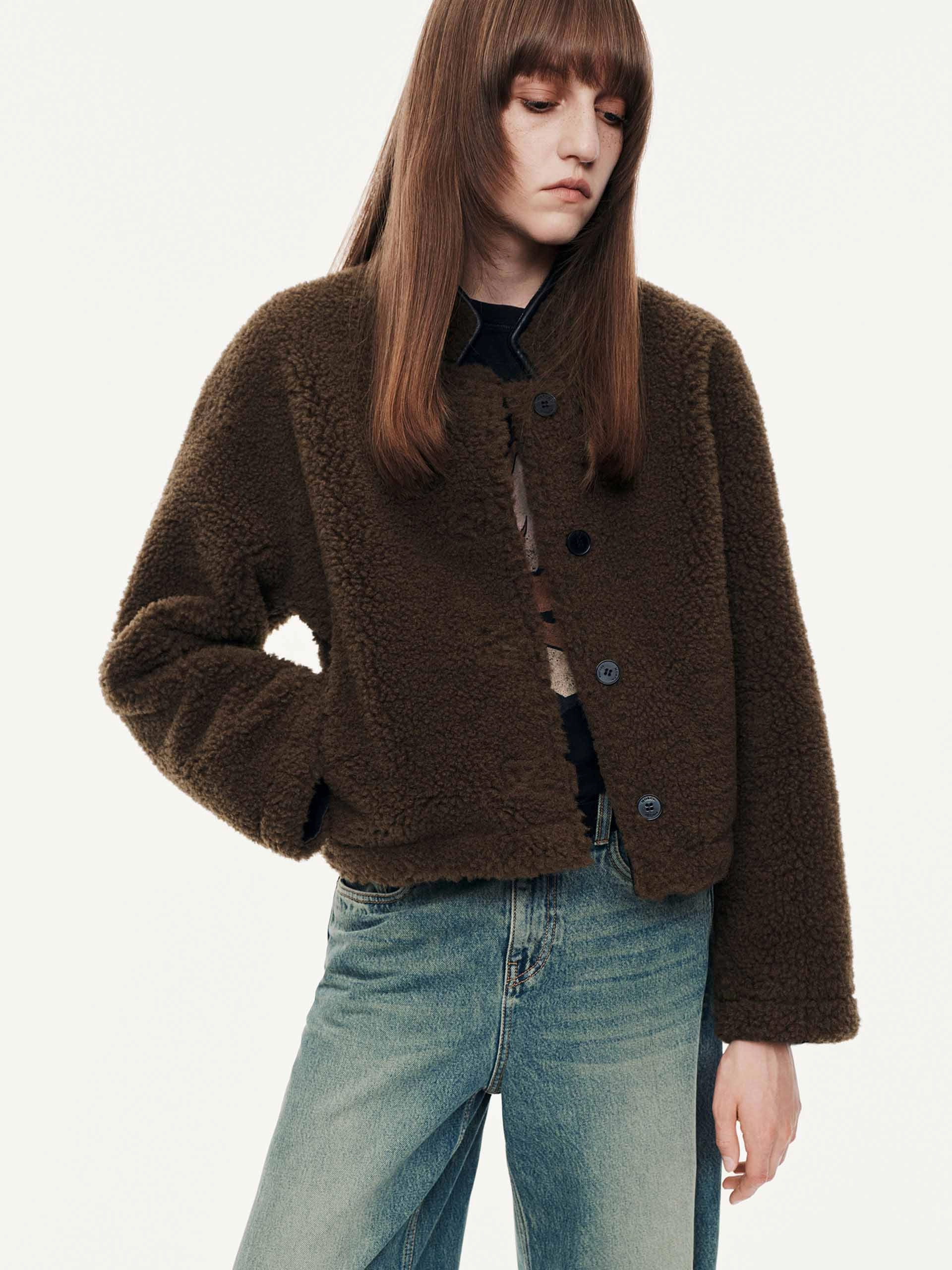 Temperature Regulating HybridLayerCompatibility Faux Shearling Button Coat