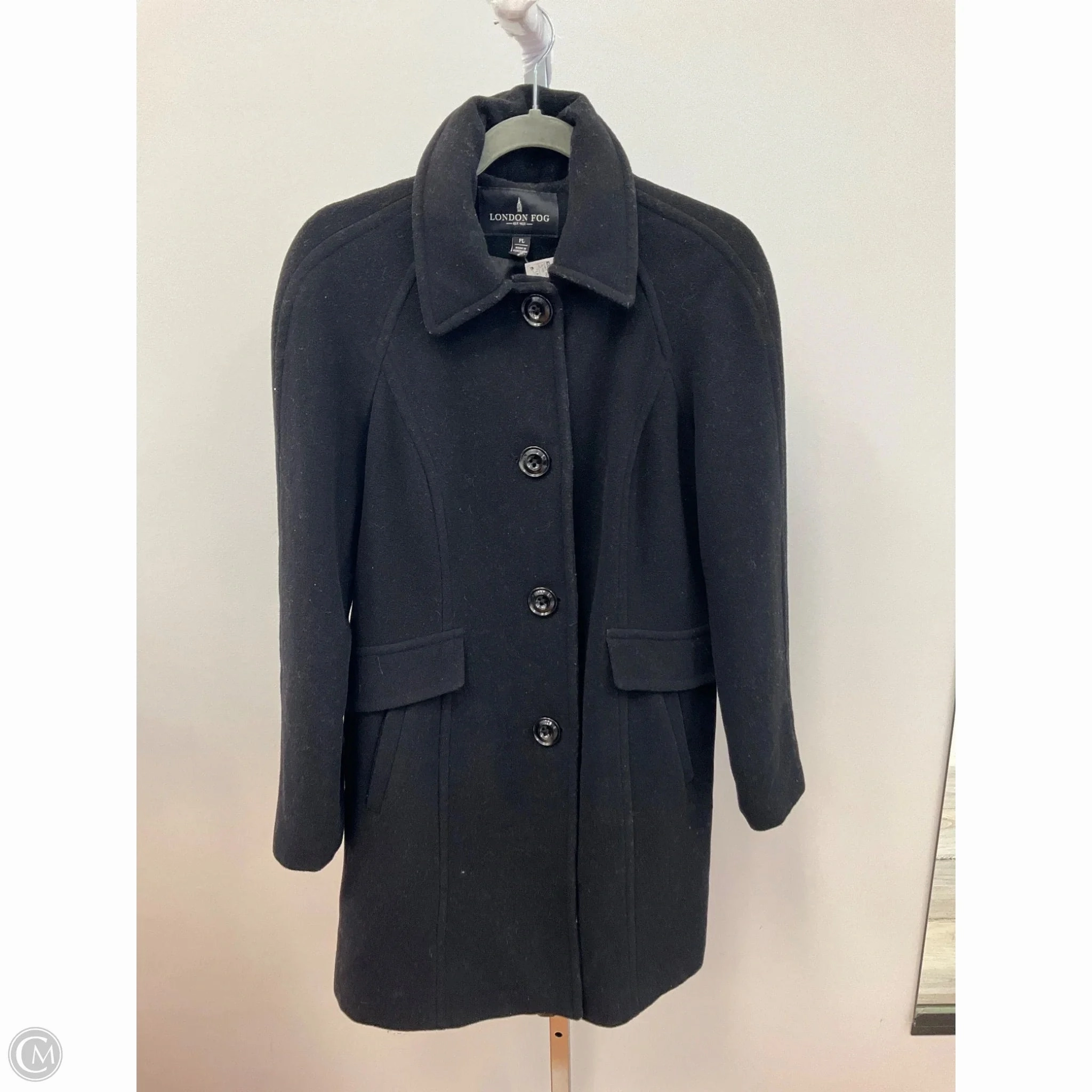 Coat Peacoat By London Fog In Black, Size: Lp Organic Cotton Blend