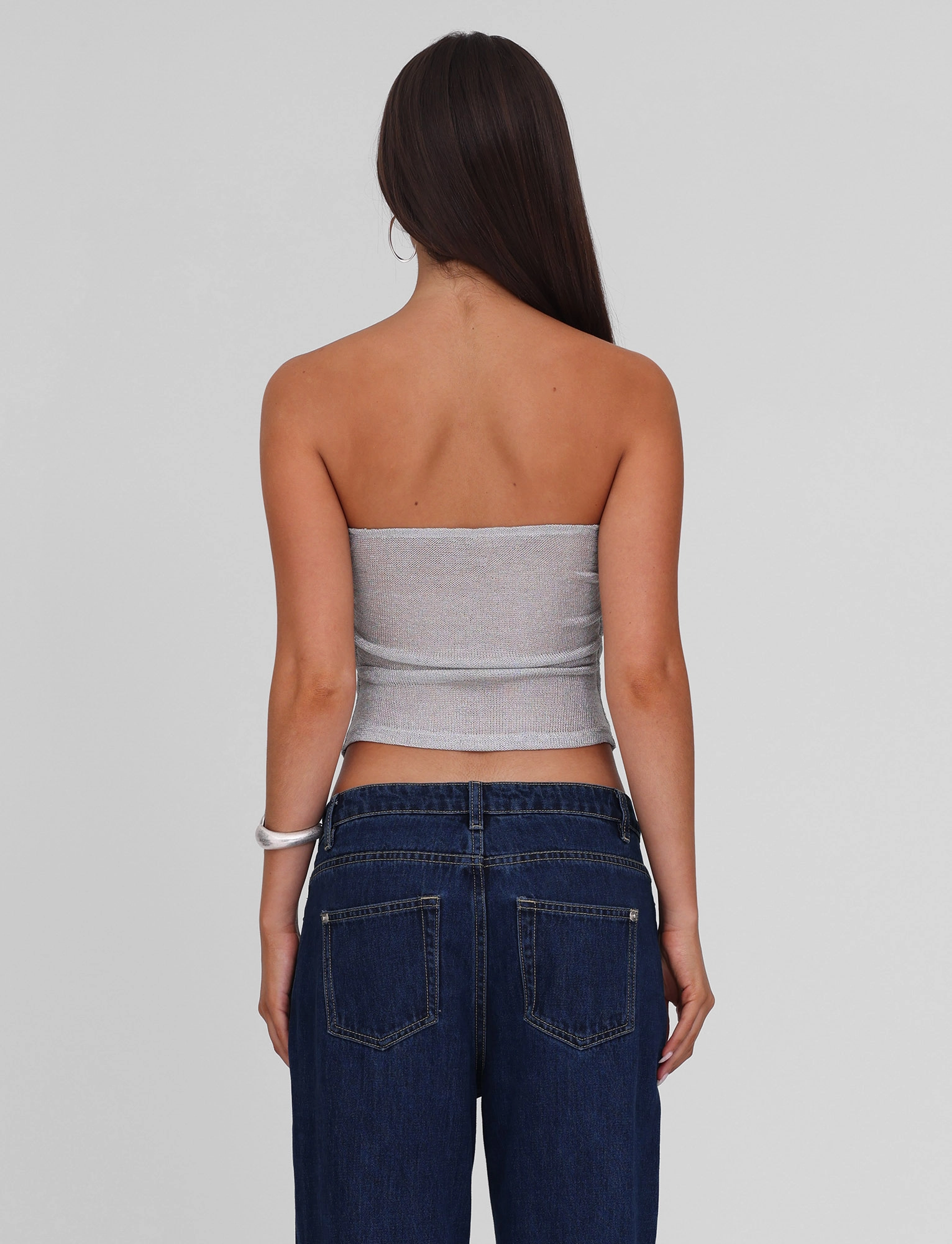 Relaxed and stylish Light Coral HARRIETT TUBE TOP - SILVER
