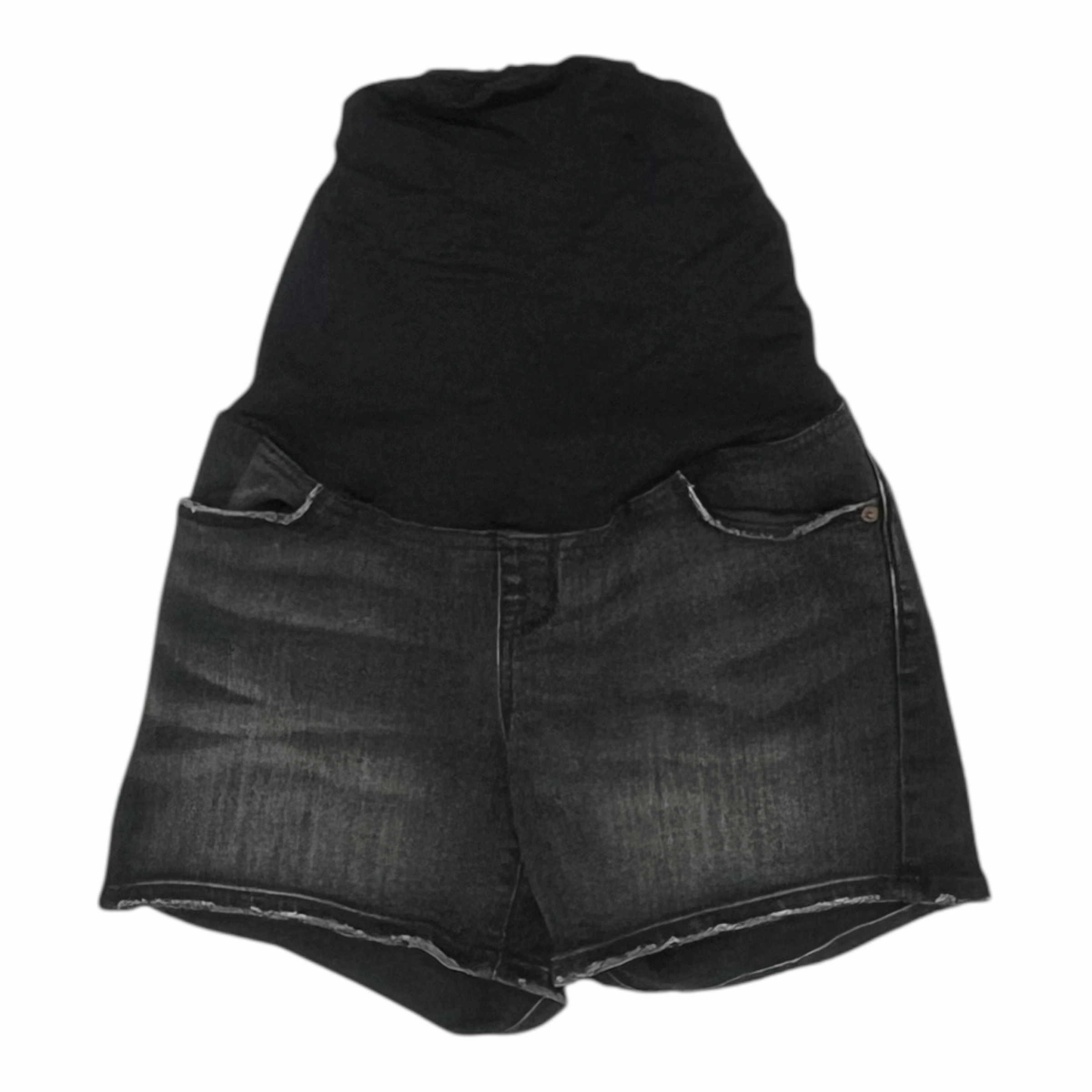 Smart Stretch Mat Shorts By Isabel Maternity In Black Denim, Size:2