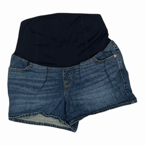 Tough Wear Chilly Weather Fit Mat Shorts By Isabel Maternity In Blue Denim, Size:10