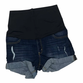 Soft Waistband Comfortable Layers Mat Shorts By Just Black In Blue Denim, Size:12