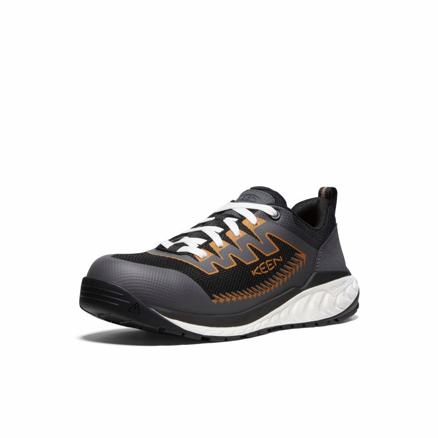 Neutral Tones Cushioned Comfort Men's Arvada Work Sneaker (Carbon Toe)  |  Black/Curry