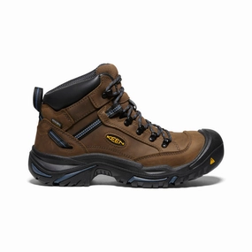Comfortable Heel Men's Braddock AL Waterproof Mid (Steel Toe)  |  Bison/Ensign Blue