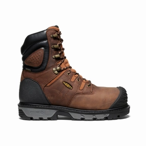 Men's Camden 8" Insulated Waterproof Boot (Carbon Toe)  |  Leather Brown/Black Suede Feel Smart Footwear