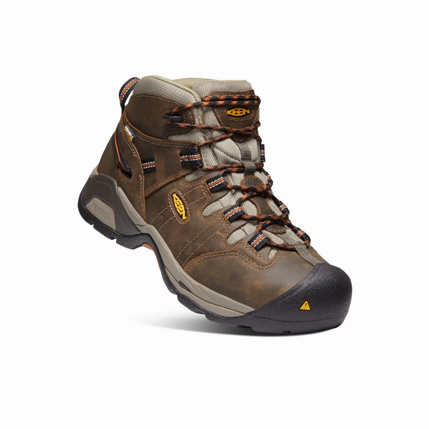 Abrasion Resistant Material Light support Men's Detroit XT Waterproof Boot (Soft Toe)  |  Black Olive/Leather Brown