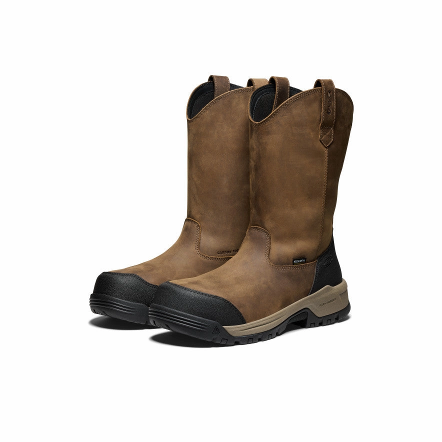 Men's Evanston Pull-On Waterproof Boot (Carbon Toe)  |  Bison/Black Lightweight Fit Snake print