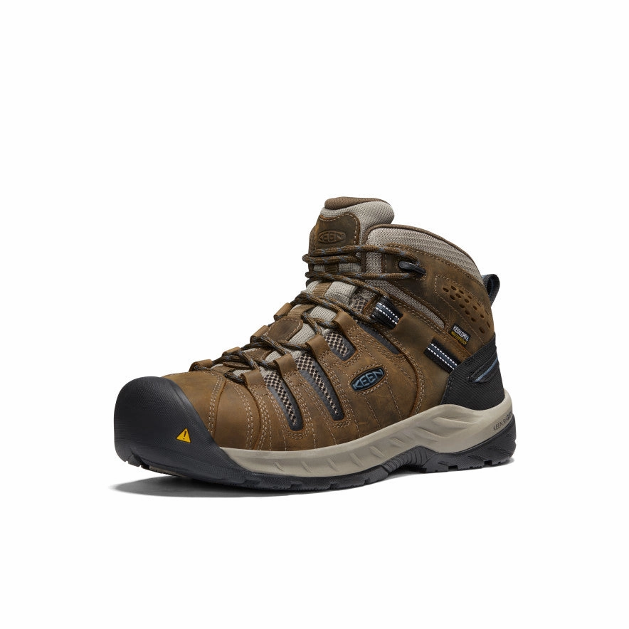 Comfortable Stride Men's Flint II Waterproof Boot (Steel Toe)  |  Cascade Brown/Orion Blue