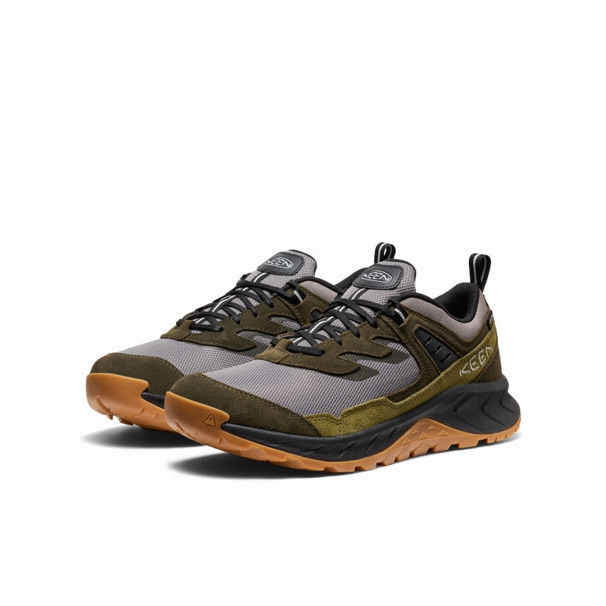 Rubber Tread Pattern Relax Wear Men's Hightrail Waterproof Hiking Shoe  |  Steel Grey/Forest Night