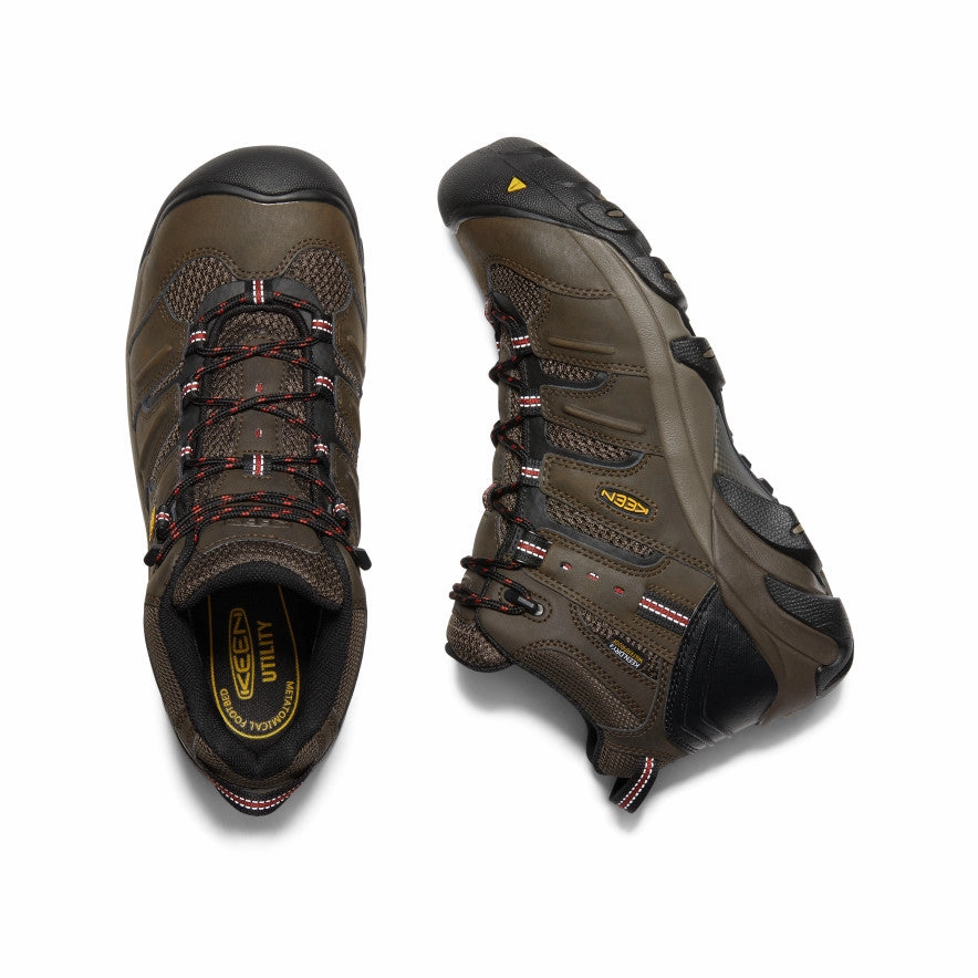 Men's Lansing Mid Waterproof (Steel Toe)  |  Cascade Brown/Brindle All Weather Rough Terrain Slip   On Style