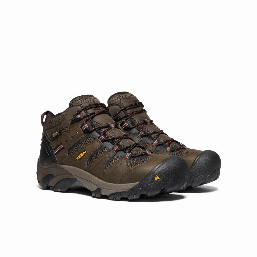 Men's Lansing Mid Waterproof (Steel Toe)  |  Cascade Brown/Brindle Knit Top lightweight materials
