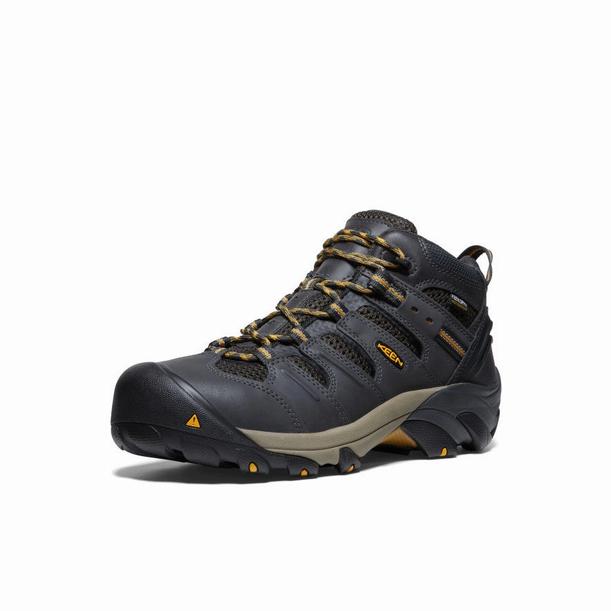 Men's Lansing Mid Waterproof (Steel Toe)  |  Raven/Tawny Olive Mud Resistant Mountain Hike Weather Proof