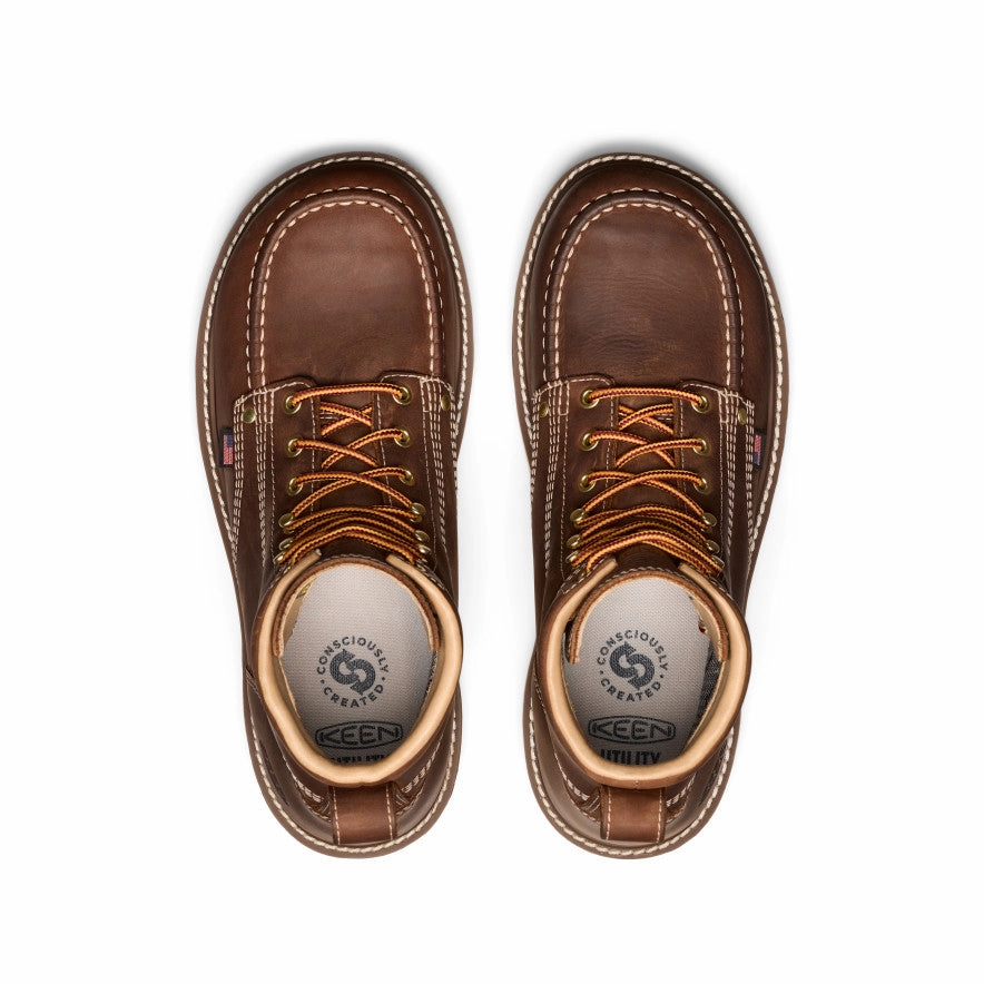 Reinforced toe cap Field Work Men's Liberty 6" Waterproof Boot (Carbon Toe)  |  Chestnut/Gum