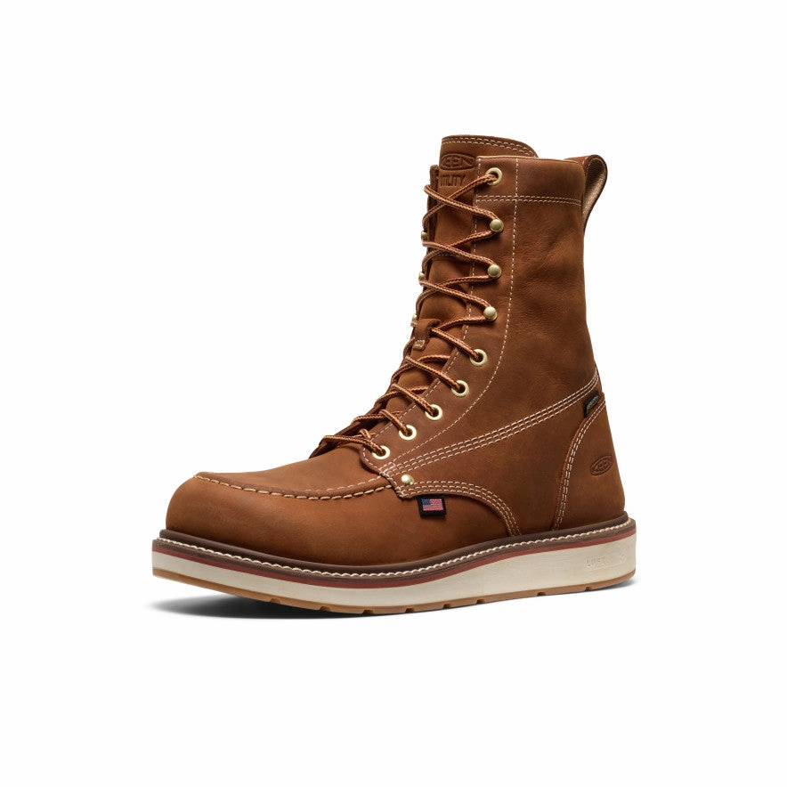 Fashion Utility Shock   Absorbing Midsole Men's Liberty 8" Waterproof Boot (Soft Toe)  |  Leather Brown/Birch