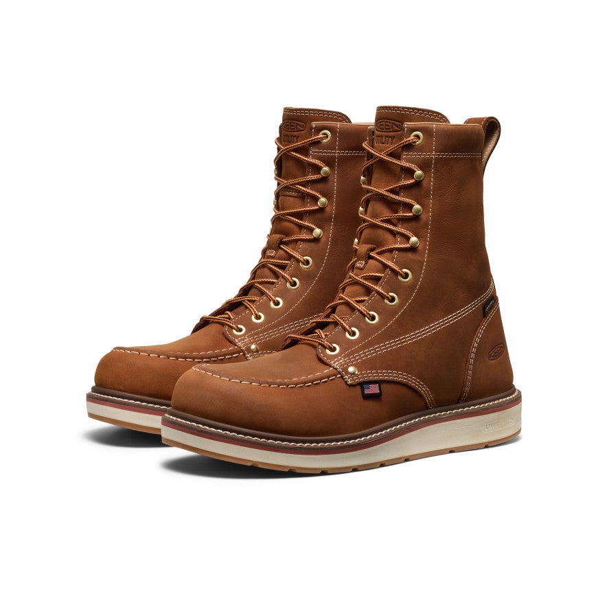 Men's Liberty 8" Waterproof Boot (Soft Toe)  |  Leather Brown/Birch Minimal Color Waterproof River Crossing