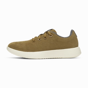 Men's Runner NZ Corduroy - Dark Tan (Stony Cream Sole) Eco Friendly Fabric Minimalist Stitching
