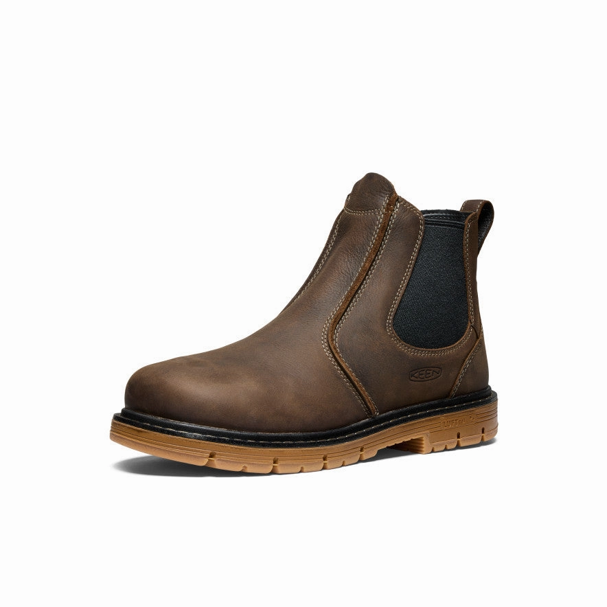 Grippy Outsole Functional Minimalist Men's San Jose Chelsea 90?? Heel Boot (Aluminum Toe)  |  Cascade Brown/Gum