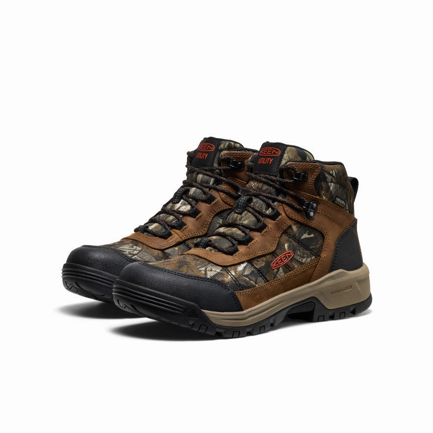 Men's Skokie Waterproof Work Boot (Soft Toe)  |  Camo/Black Feather Light Active Nomad Padded Interior Outdoor Trek