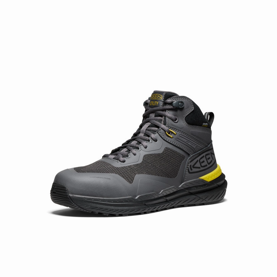 Lace Up Design Pressure Relief Zones Men's Synchro Waterproof Work Boot (Carbon Toe)  |  Magnet/Black
