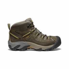 Skin Hug Men's Targhee II Mid Waterproof Hiking Boots  |  Black Olive/Yellow