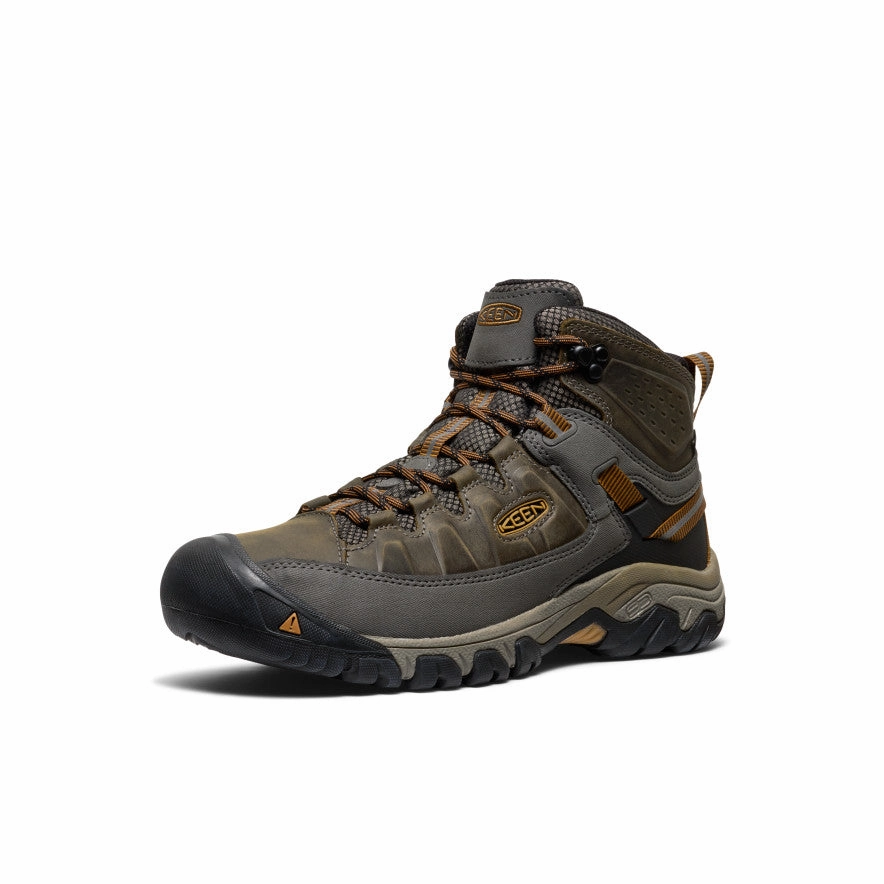 Premium Craft Comfortable Stretch Men's Targhee III Waterproof Mid Wide  |  Black Olive/Golden Brown