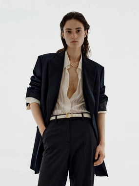 Glow In Dark Accents Metal Double Breasted Blazer