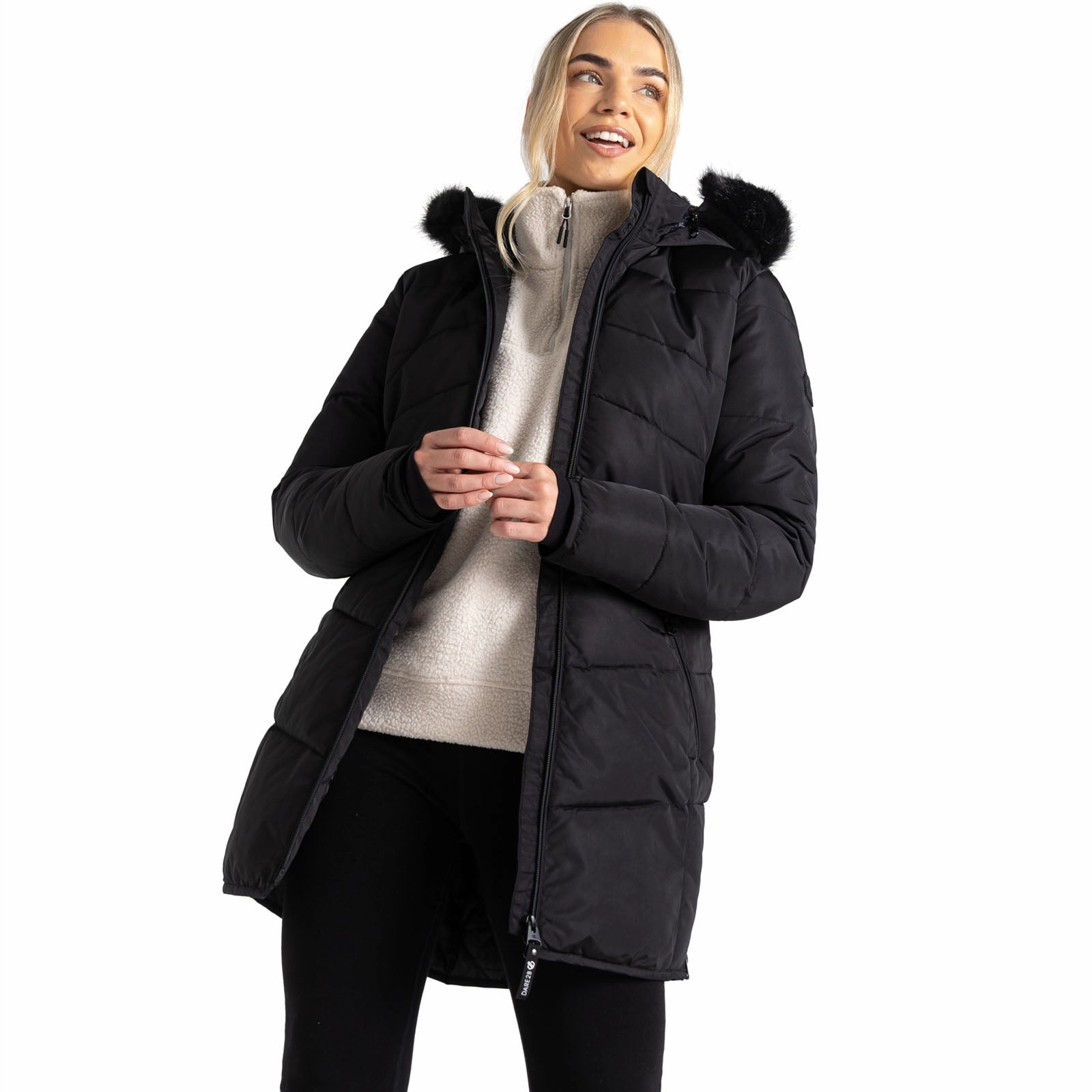Stretch Weave Fabric Dare 2b Womens Striking III Longline Padded Jacket