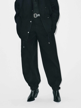 Elasticated Hem Cotton Pants Wrinklefree ElasticCuffs