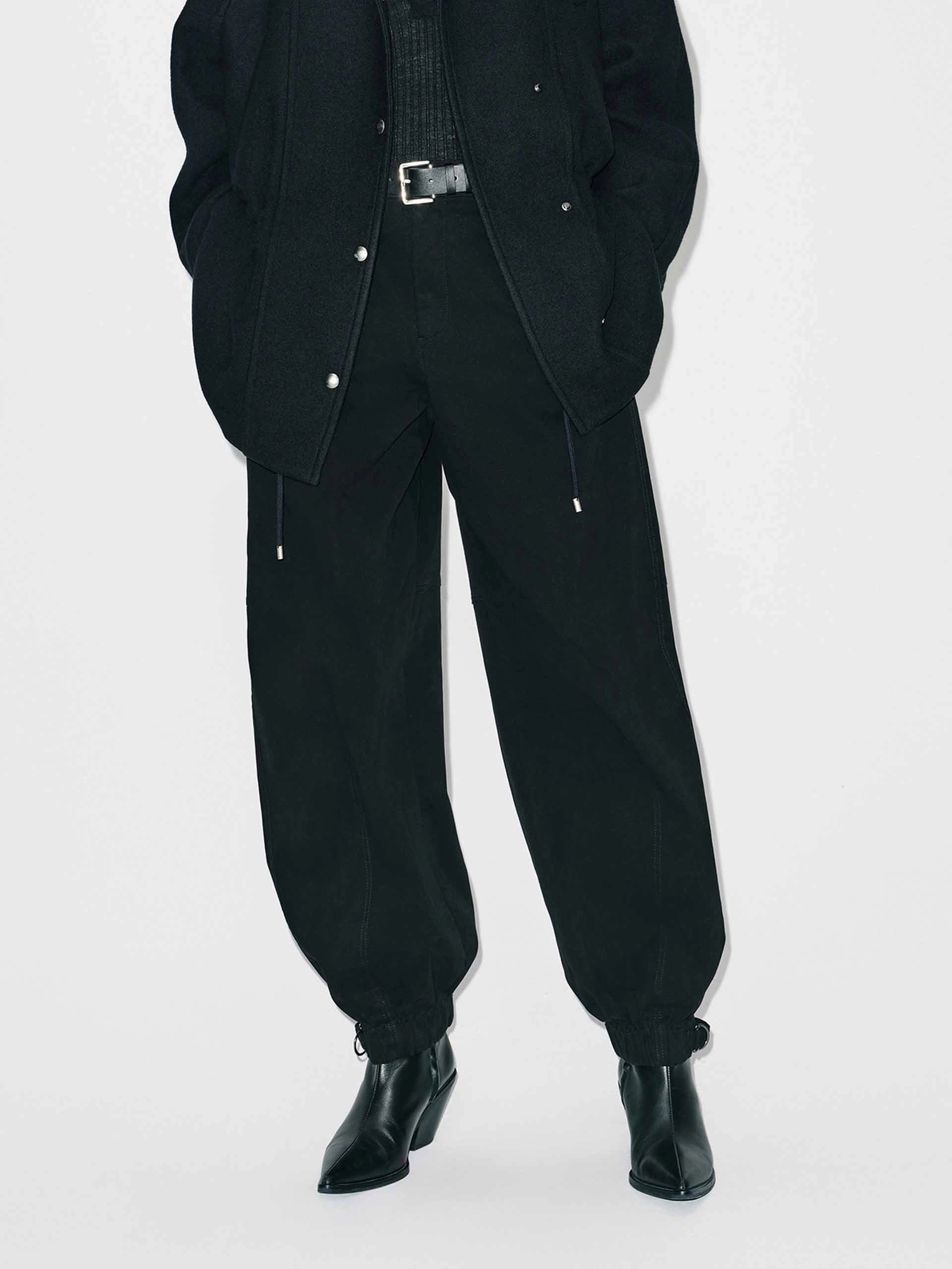 Elasticated Hem Cotton Pants Wrinklefree ElasticCuffs