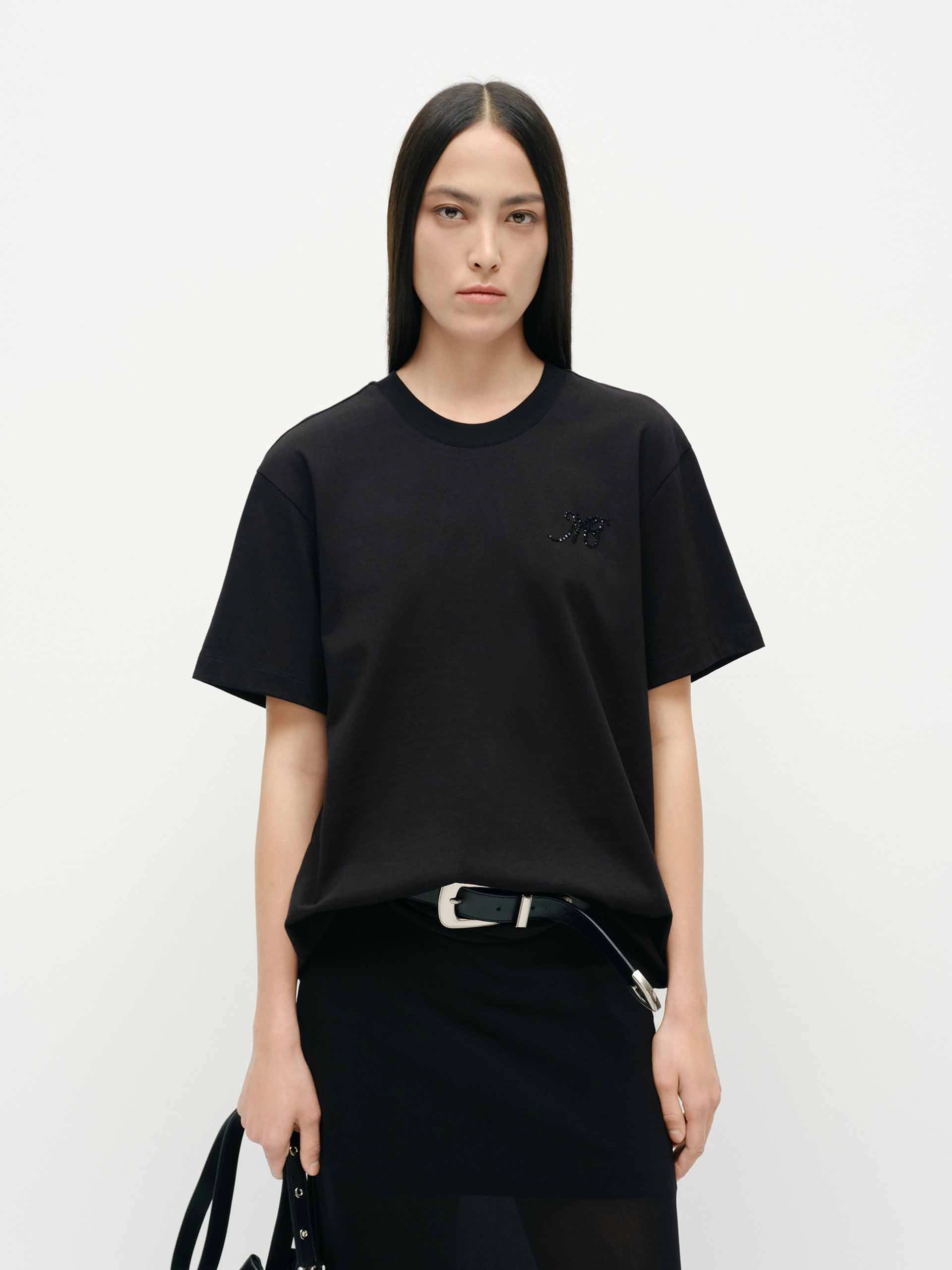 Relax Comfort Style Back Cutout Cotton T-shirt