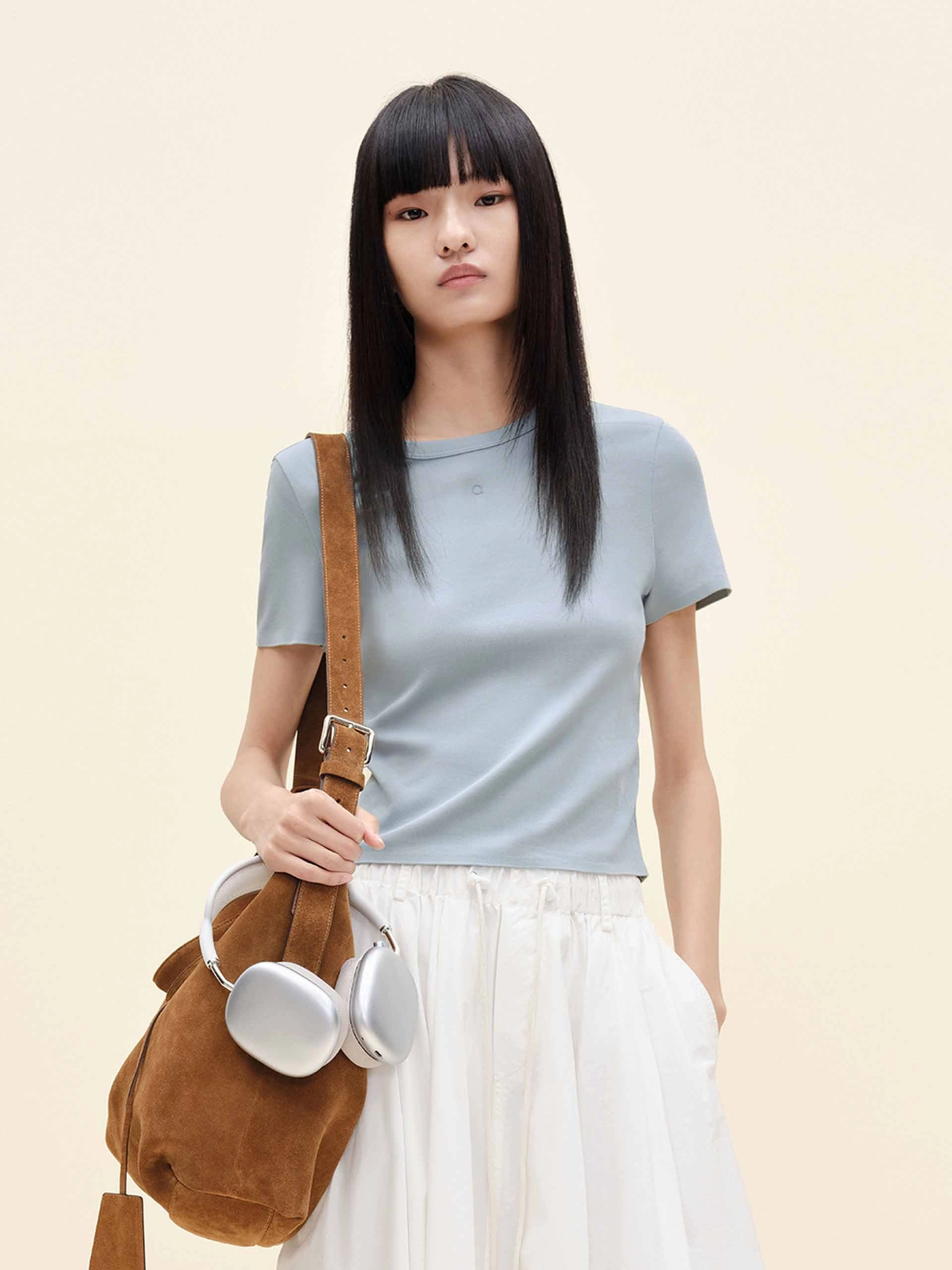 Cotton Blend Slim T-shirt timeless Minimal Comfort