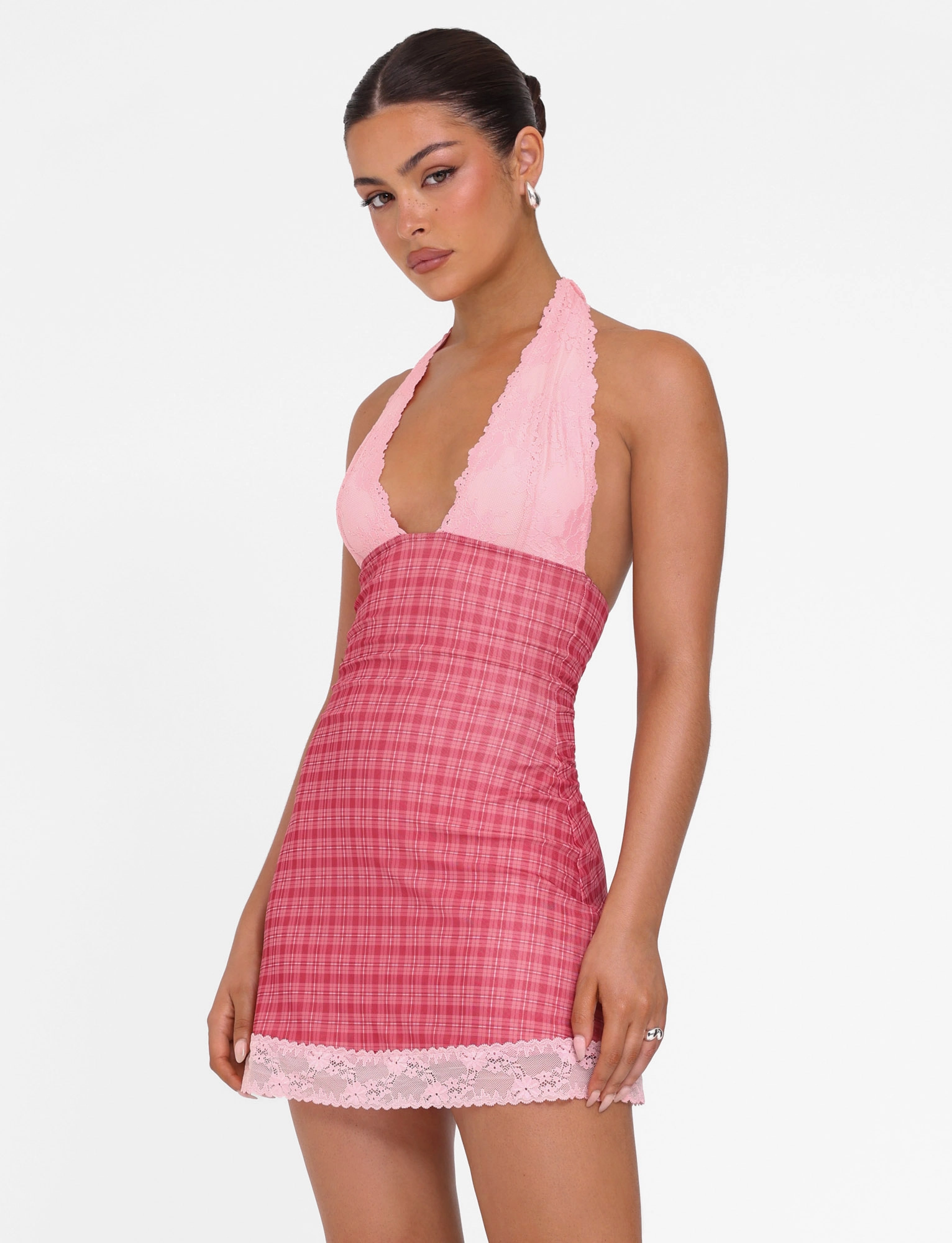 NAVIA DRESS - RED : RED CHECK Trendy summer outfit Smooth-Lining