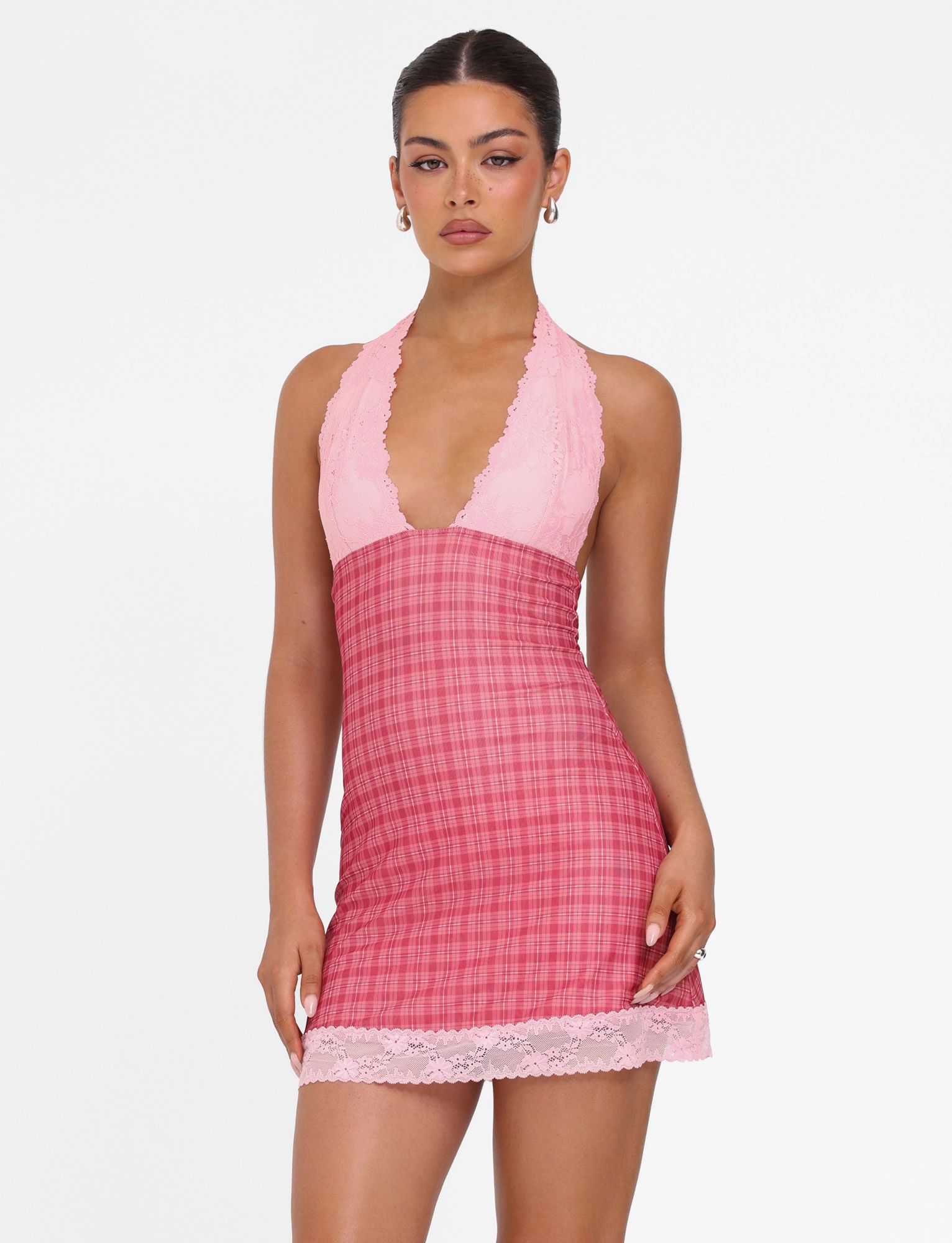 NAVIA DRESS - RED : RED CHECK Formal Choice One Piece Look