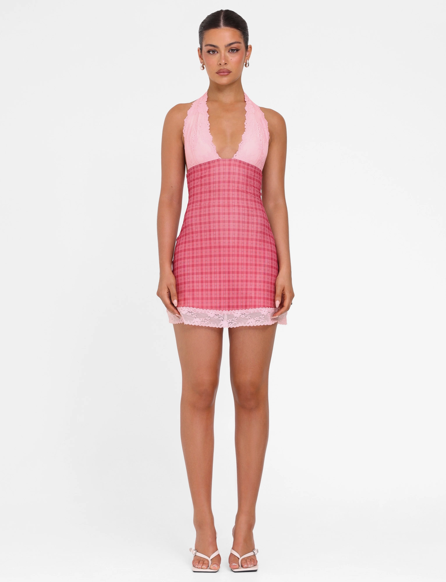 NAVIA DRESS - RED : RED CHECK Subtle Flex