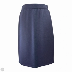 Fashion Tones Knit Pencil Skirt Designer By St. John Basics In Navy Blue, Size: 2