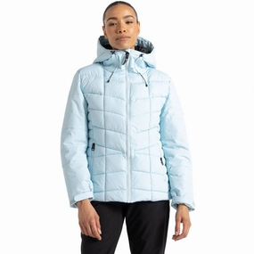 Dare 2b Womens Blindside Hooded Waterproof Thermal Ski Jacket - Quiet Blue Waist Belt AntiSnag Lining Material