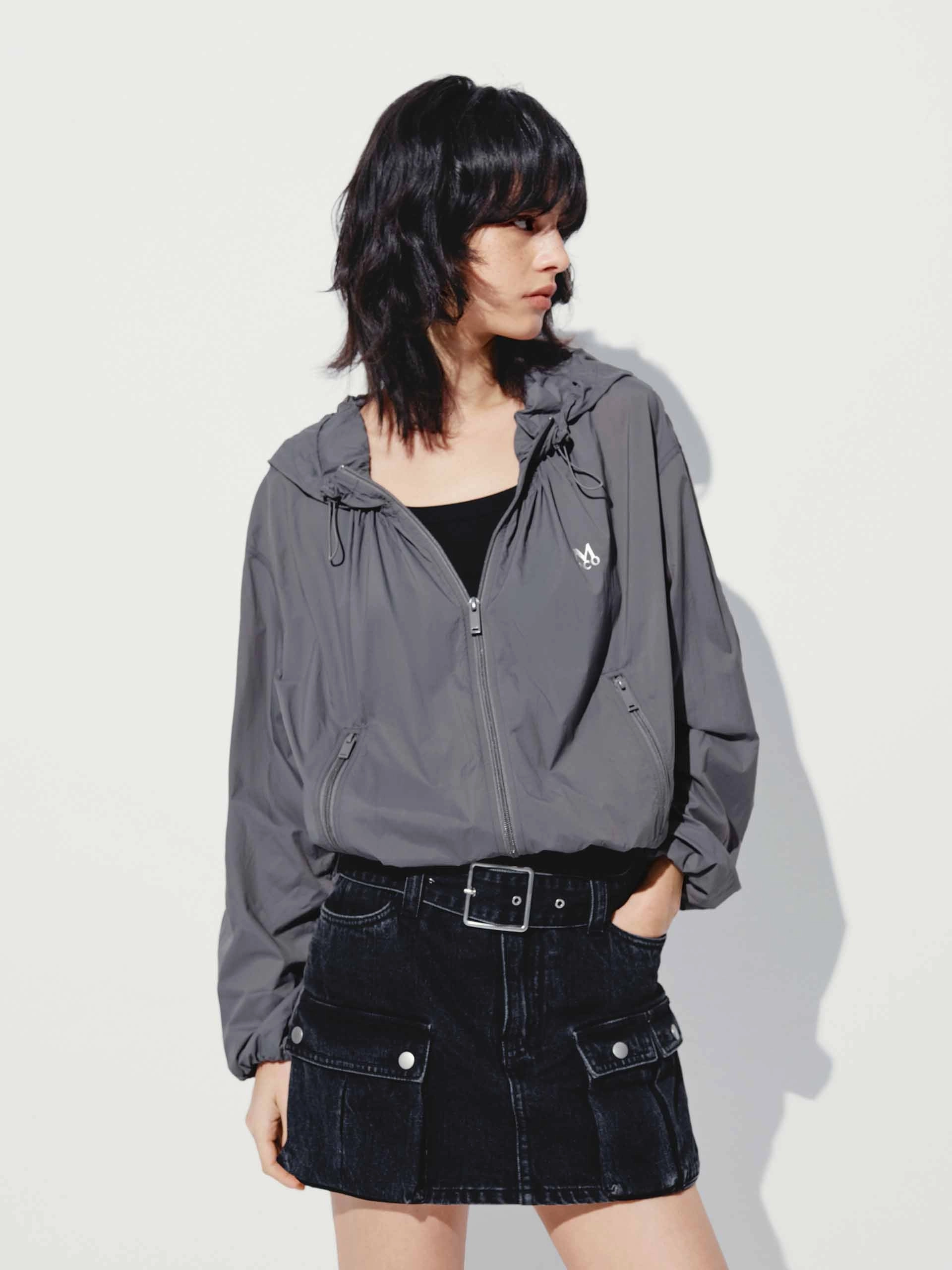 Drawstring Hooded Coat No Static Snap Button