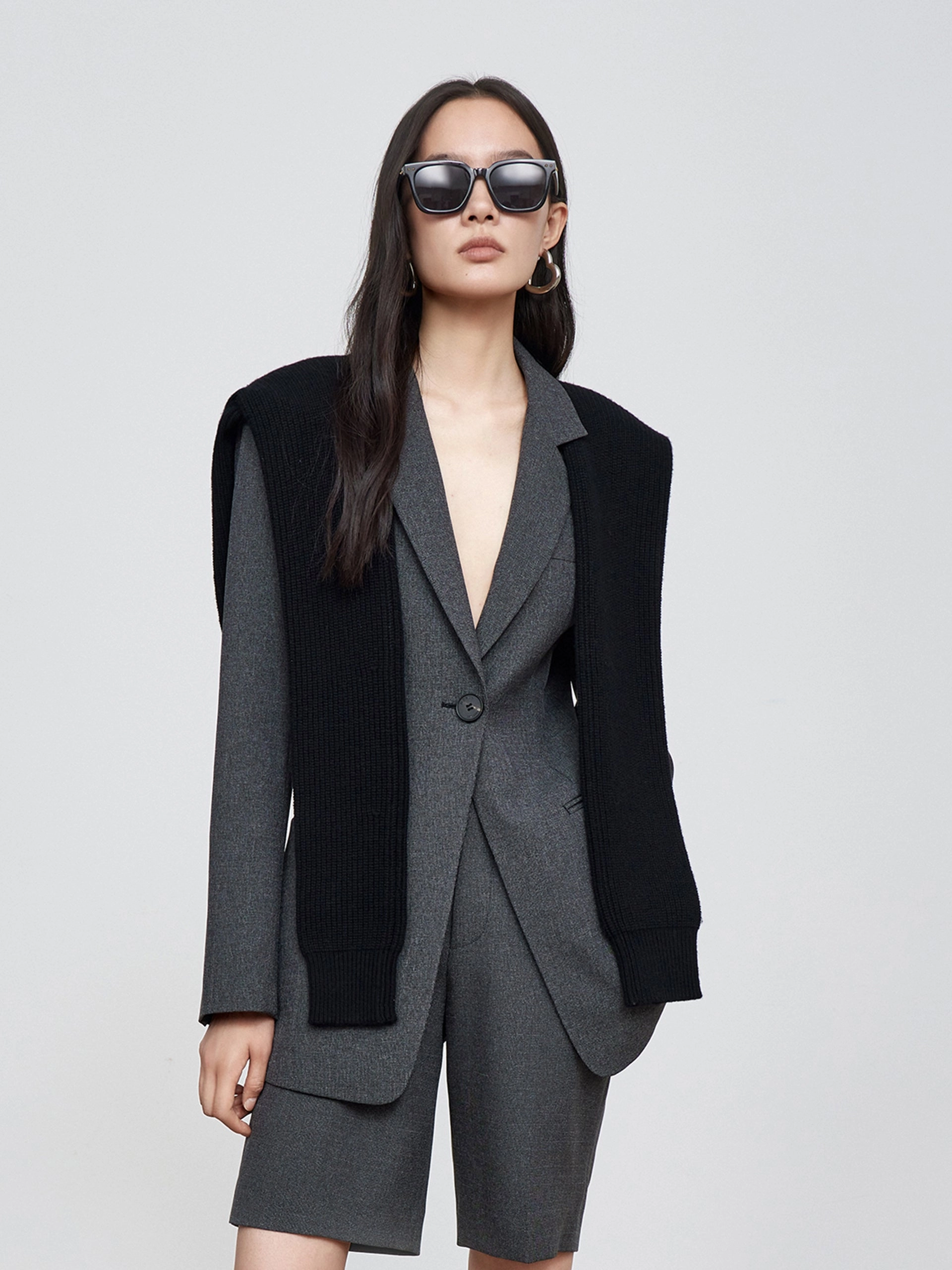 Splicing One Button Blazer Trendy Feel